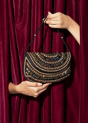 Mohey Women Midnight Black Festive Envelop Bag