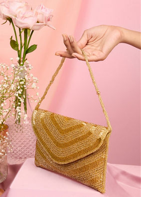 Mohey Women Golden Affluence Envelop Bag