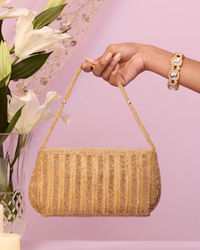 Mohey Women Beaded Artisan Beige Bag