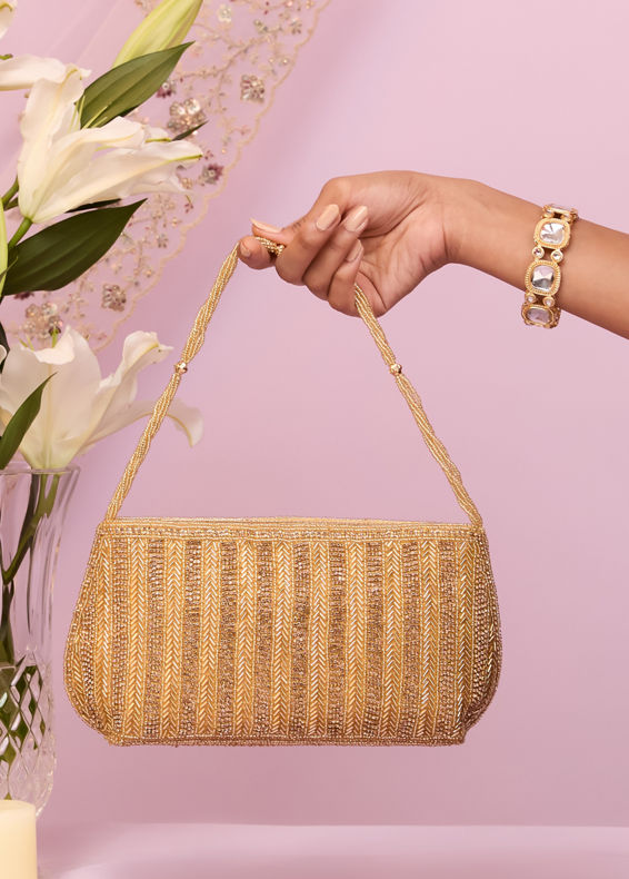 Mohey Women Beaded Artisan Beige Bag