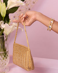 Mohey Women Beaded Artisan Beige Bag