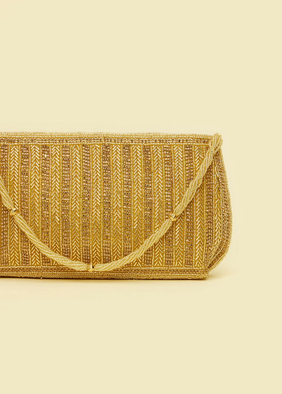 Mohey Women Beaded Artisan Beige Bag