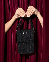 Mohey Women Black Satin Glamour Clutch Bag