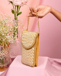 Mohey Women Velvety Beige Clutch Bag