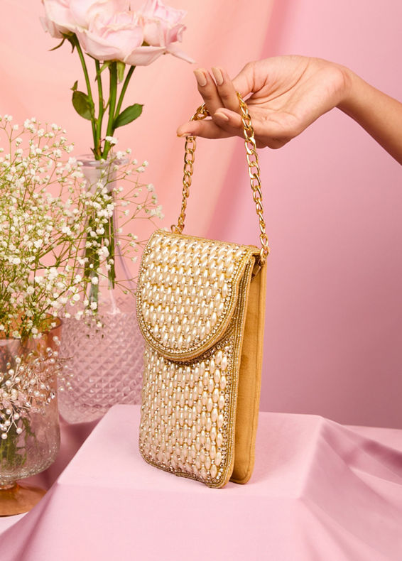 Mohey Women Velvety Beige Clutch Bag