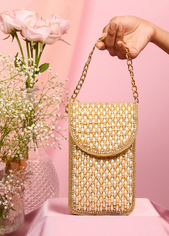 Mohey Women Velvety Beige Clutch Bag
