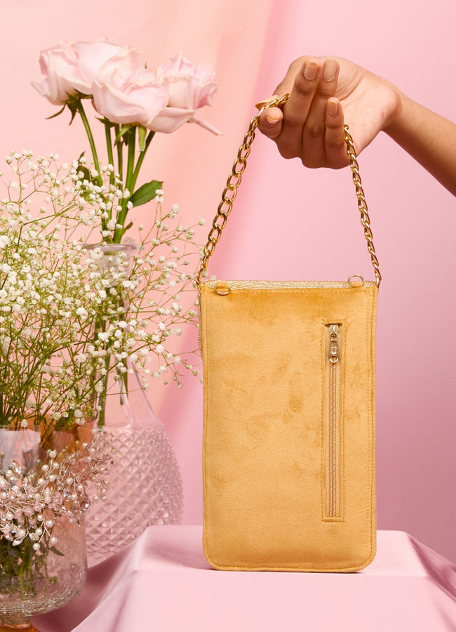 Mohey Women Velvety Beige Clutch Bag