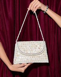 Mohey Women Cream Serenity Clutch Bag