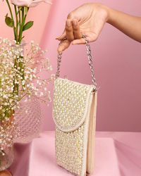 Mohey Women Velvety Cream Clutch Bag
