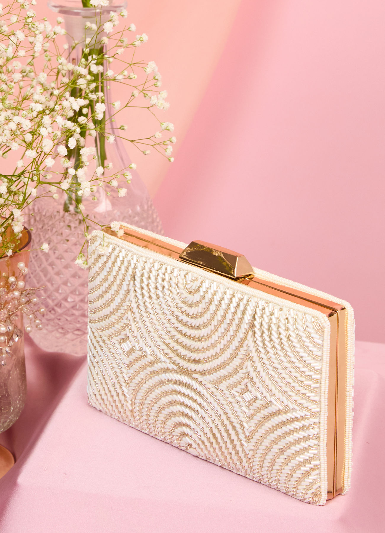 Mohey Women Creamy Carnival Clutch Bag
