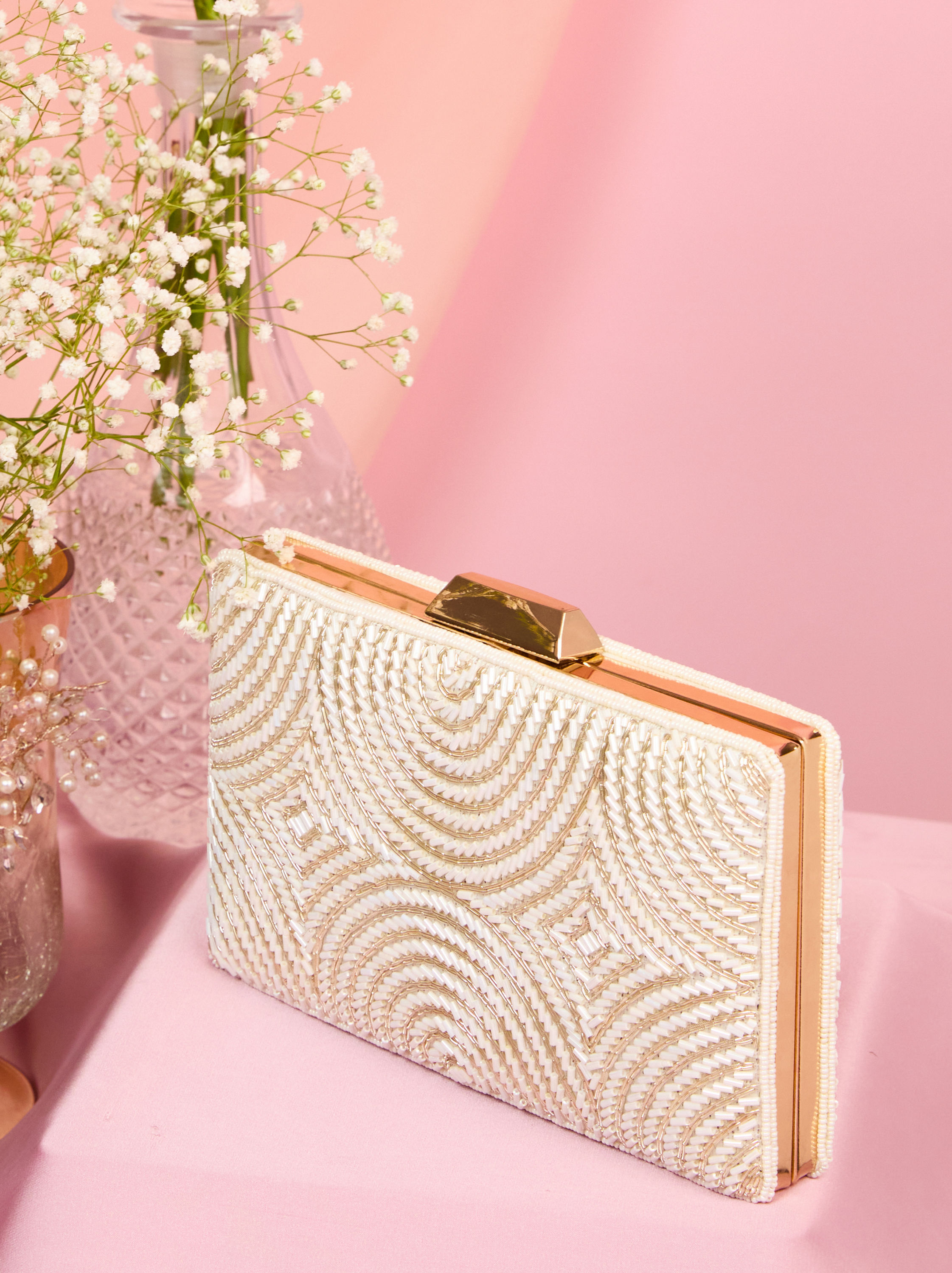 Mohey Women Creamy Carnival Clutch Bag