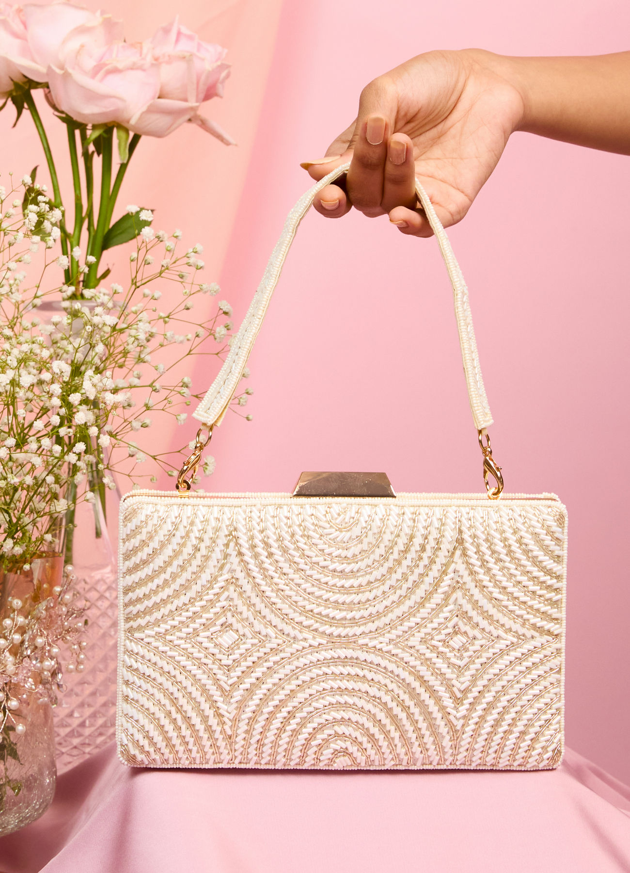 Mohey Women Creamy Carnival Clutch Bag