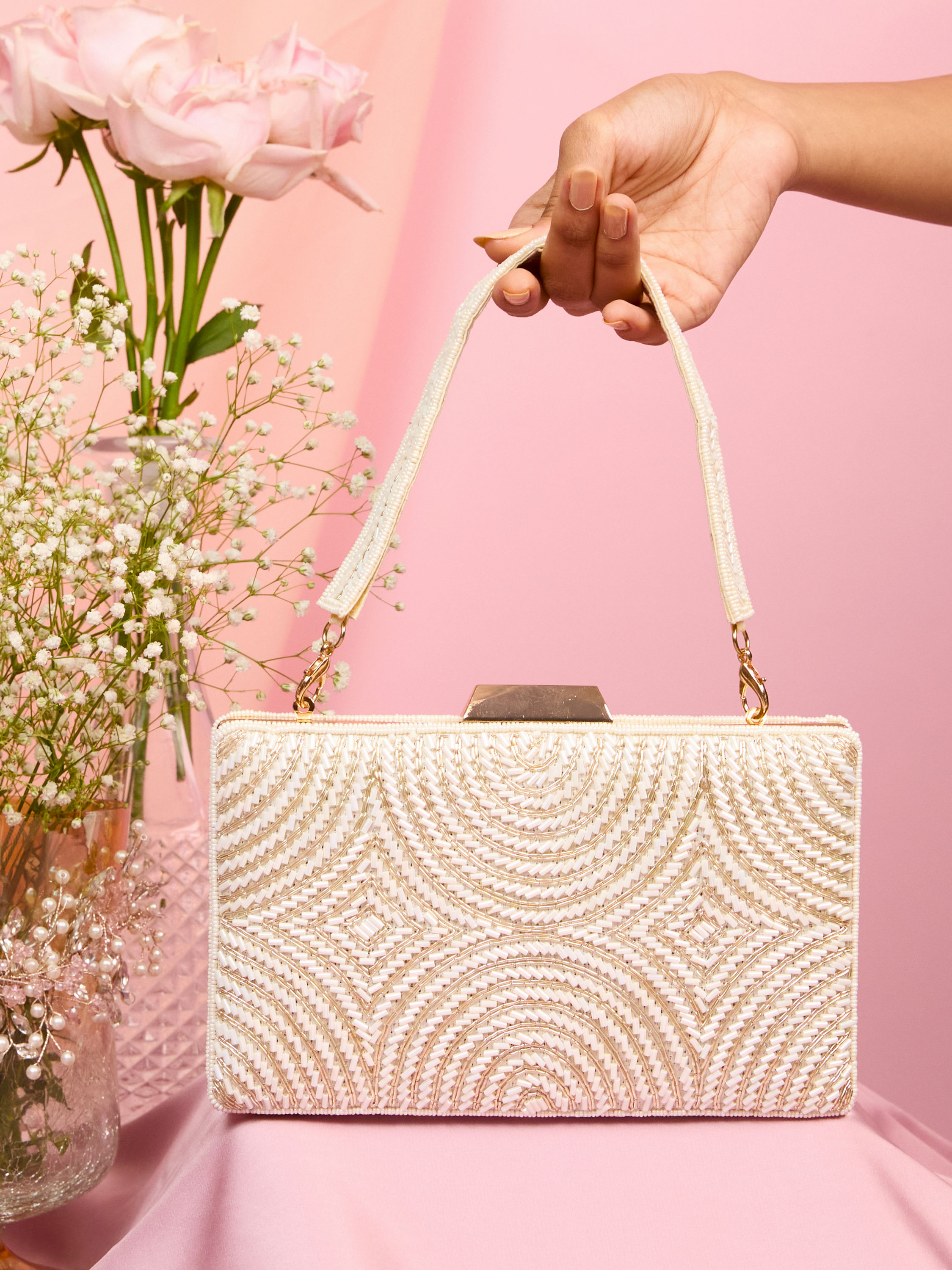 Mohey Women Creamy Carnival Clutch Bag