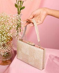 Mohey Women Grey Elegant Silk Clutch Bag