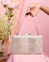 Mohey Women Grey Elegant Silk Clutch Bag