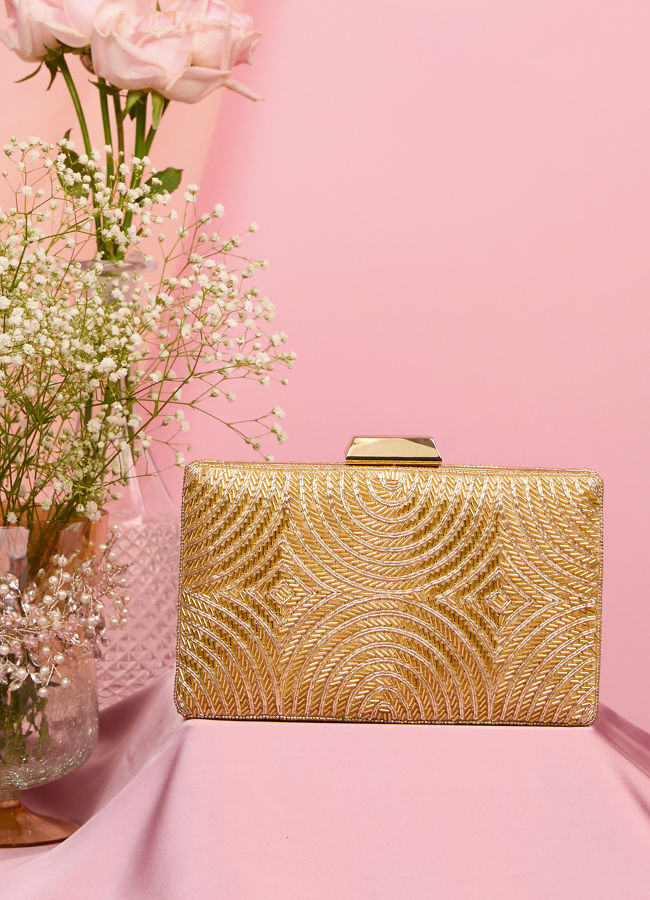 Mohey Women Golden Glamour Clutch Bag