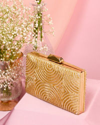 Mohey Women Golden Glamour Clutch Bag
