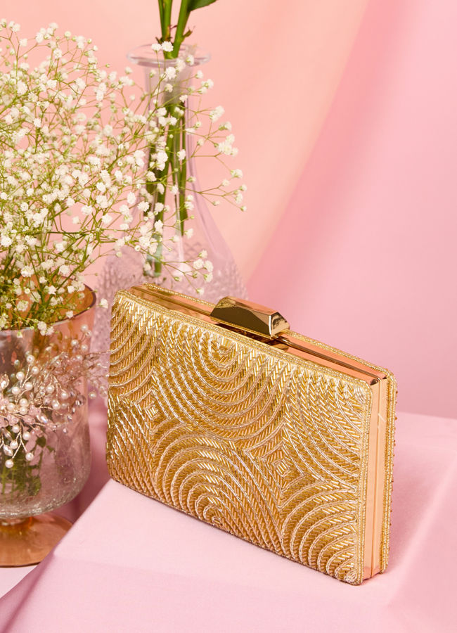 Mohey Women Golden Glamour Clutch Bag