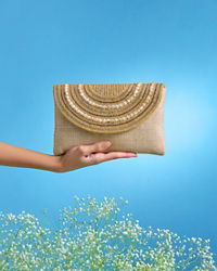 Mohey Women Beige Jute Celebration Bag