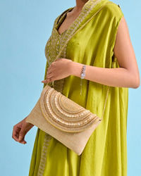 Mohey Women Beige Jute Celebration Bag