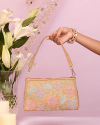 Mohey Women Beige Art Silk Top Handle Bag