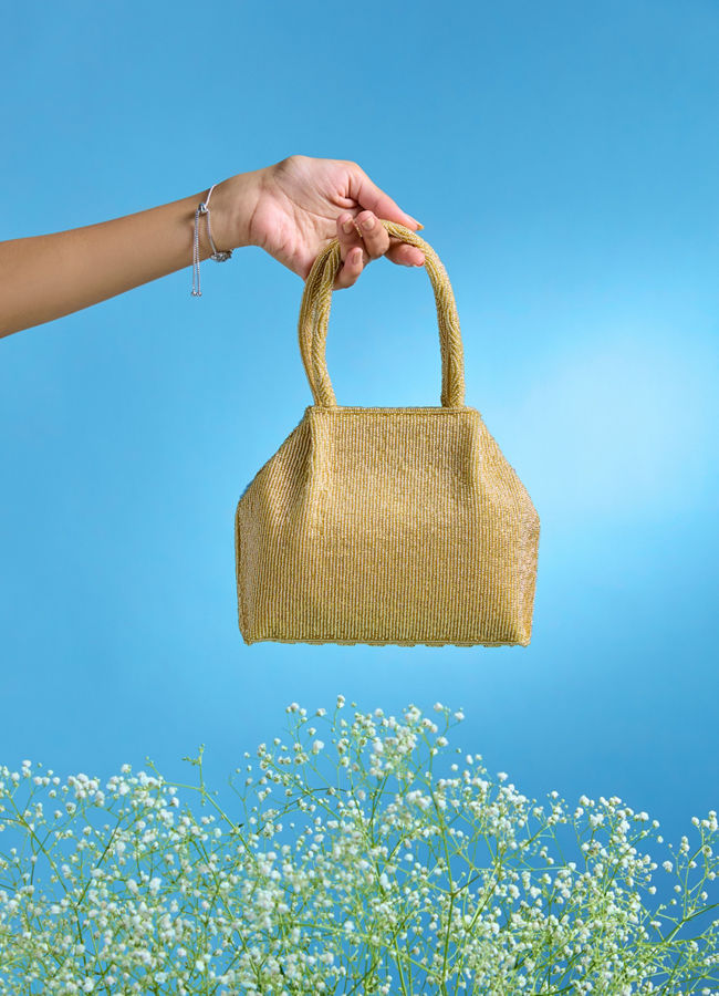 Mohey Women Elegant Gold Silken Festive Bag