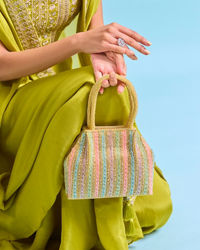 Mohey Women Elegant Gold Silken Festive Bag