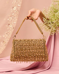 Mohey Women Velvety Gold Festal Bag