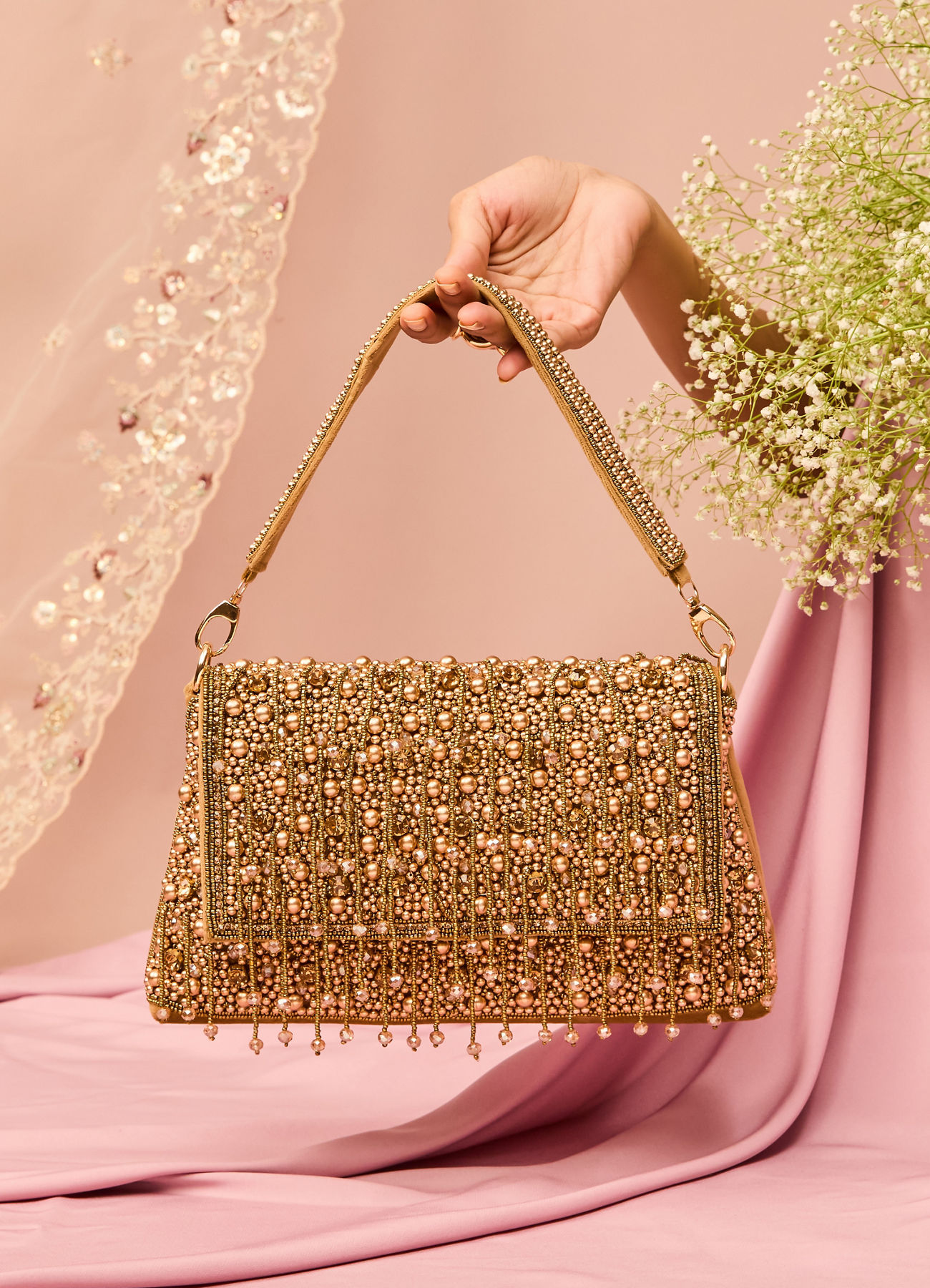 Mohey Women Velvety Gold Festal Bag