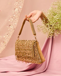 Mohey Women Velvety Gold Festal Bag