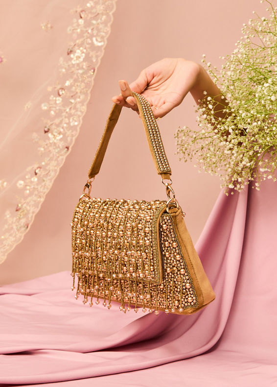 Mohey Women Velvety Gold Festal Bag
