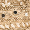 Cream Silk Bag with Mirror and Moti Work
