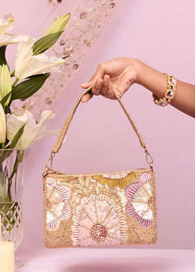 Mohey Women Velvet Embellished Fawn Bag