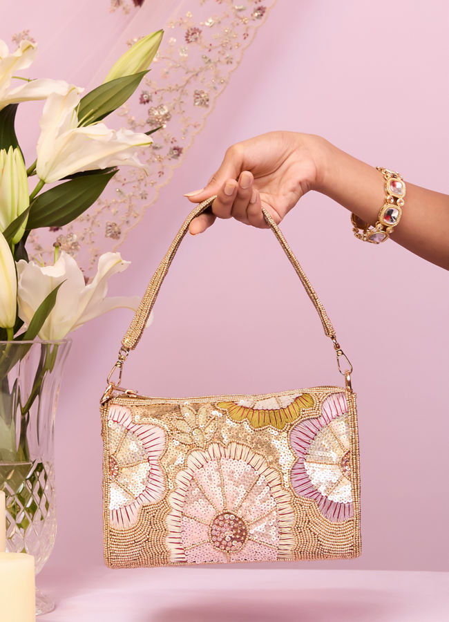 Mohey Women Velvet Embellished Fawn Bag