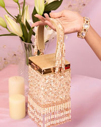 Mohey Women Cream Art Silk Top Handle Bag
