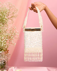 Mohey Women White Velvet Elegance Bag