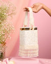 Mohey Women White Velvet Elegance Bag