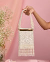 Mohey Women White Velvet Elegance Bag