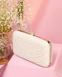 Mohey Women Lustrous White Festive Clutch Bag