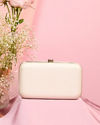 Mohey Women Lustrous White Festive Clutch Bag