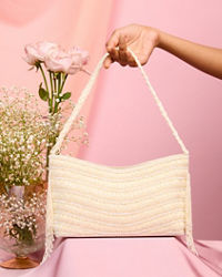 Mohey Women Elegant Cream Art Silk Bag