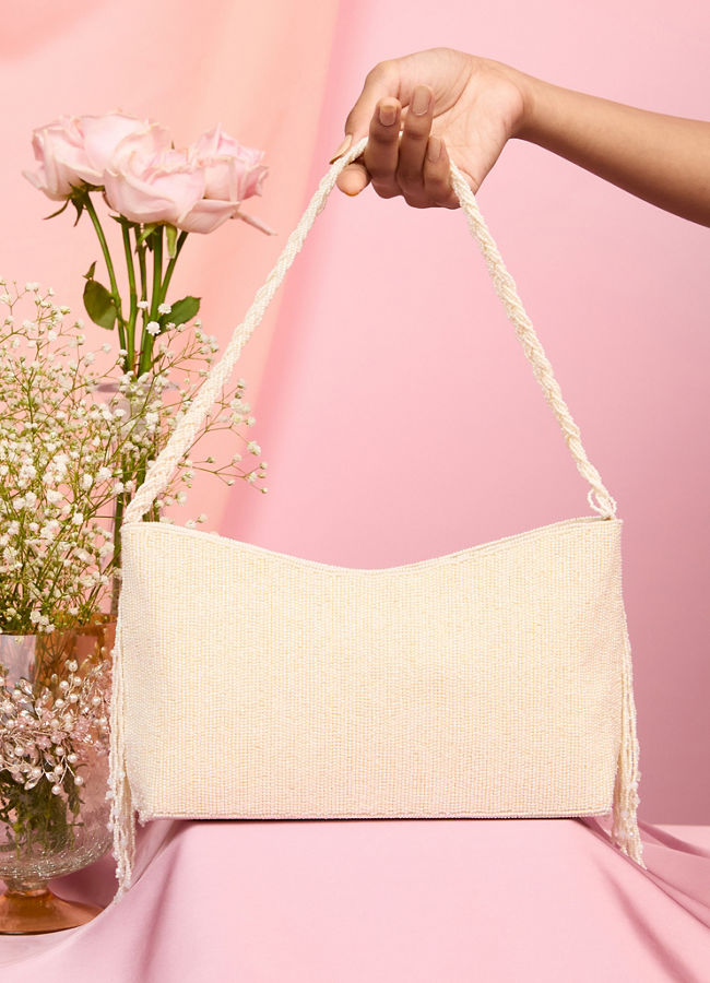Mohey Women Elegant Cream Art Silk Bag