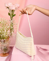 Mohey Women Elegant Cream Art Silk Bag