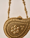 Mohey Women Gold Metal Clutch Bag with Stone Work