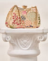 Mohey Women Beige Georgette Clutch Bag with Embroidery