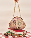 Mohey Women Cream Georgette Clutch Bag with Sequin Work