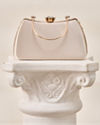 Mohey Women Cream Satin Clutch Bag with Self-Texture