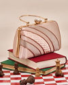Mohey Women Fawn Satin Clutch Bag with Self-Texture