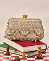 Mohey Women Fawn Art Silk Clutch Bag with Moti Work