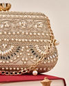 Mohey Women Fawn Art Silk Clutch Bag with Moti Work